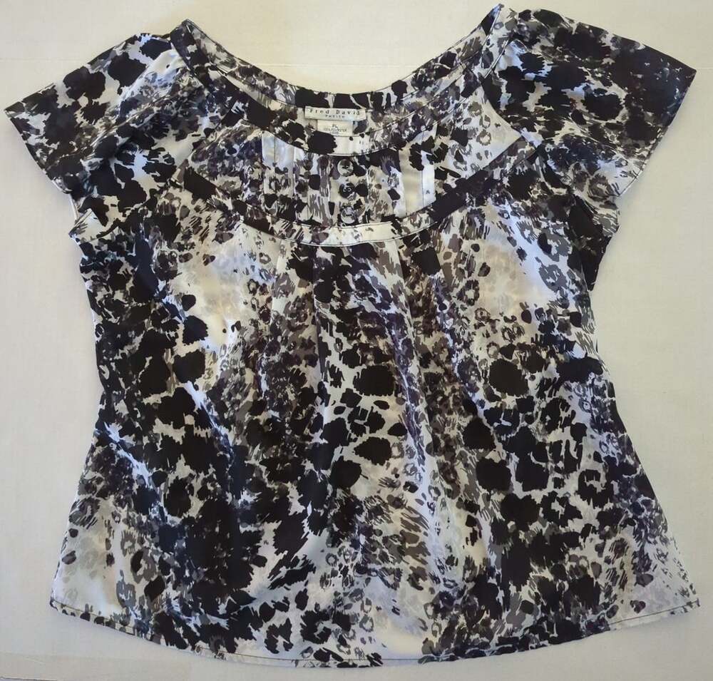 Christopher & Banks Short Sleeve Button Up Batik Multi Colored Top Women size M